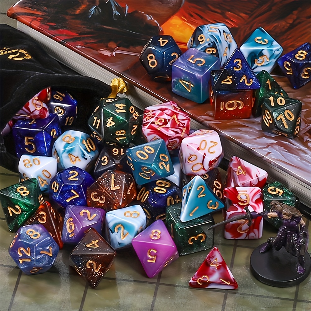 DND Multi-Faceted Dice Set with Drawstring Bags